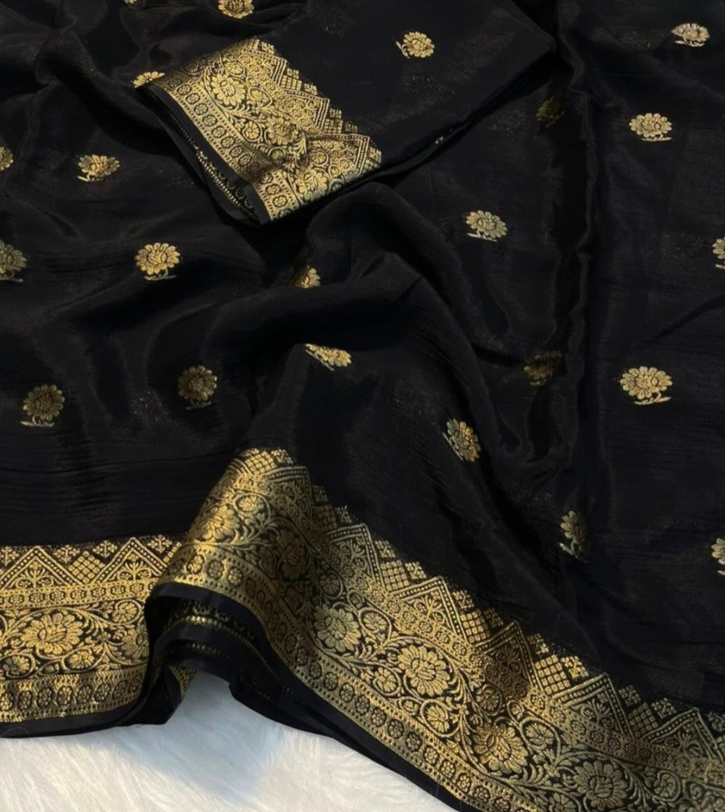 Soft crepe jacquard silk butta saree