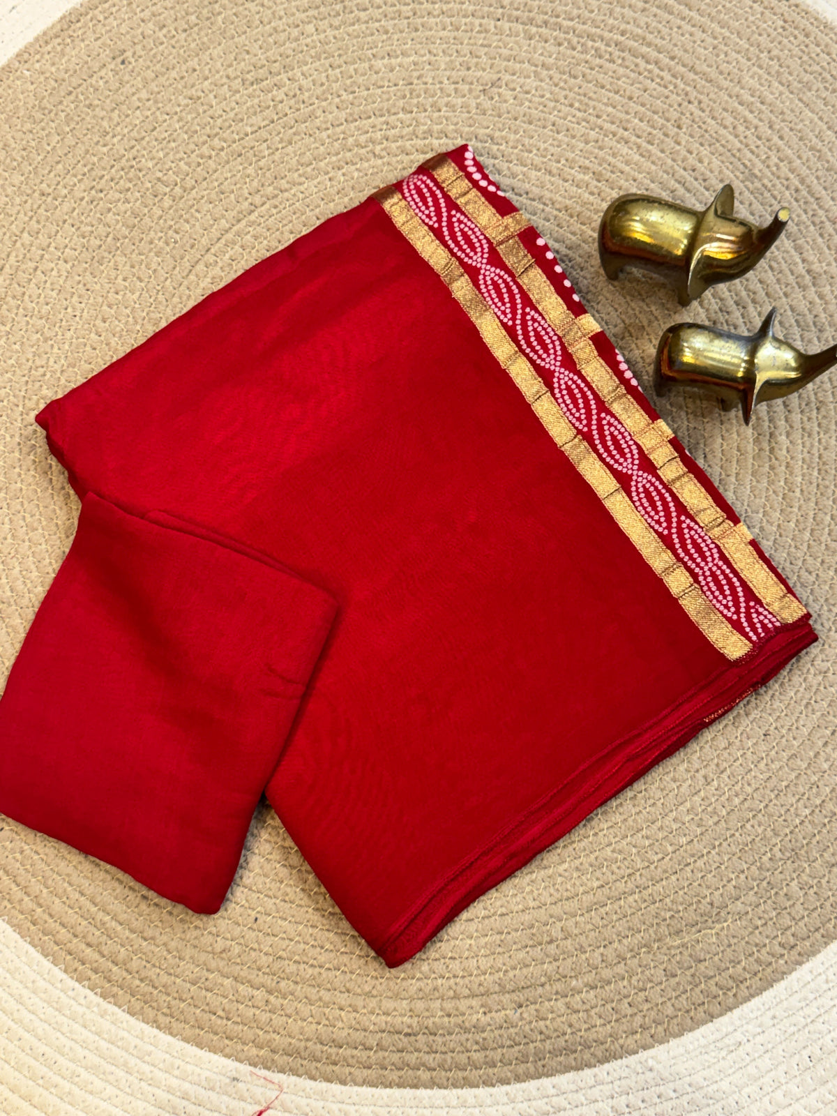 Replica Viscose satin silk saree with bandhej pallu