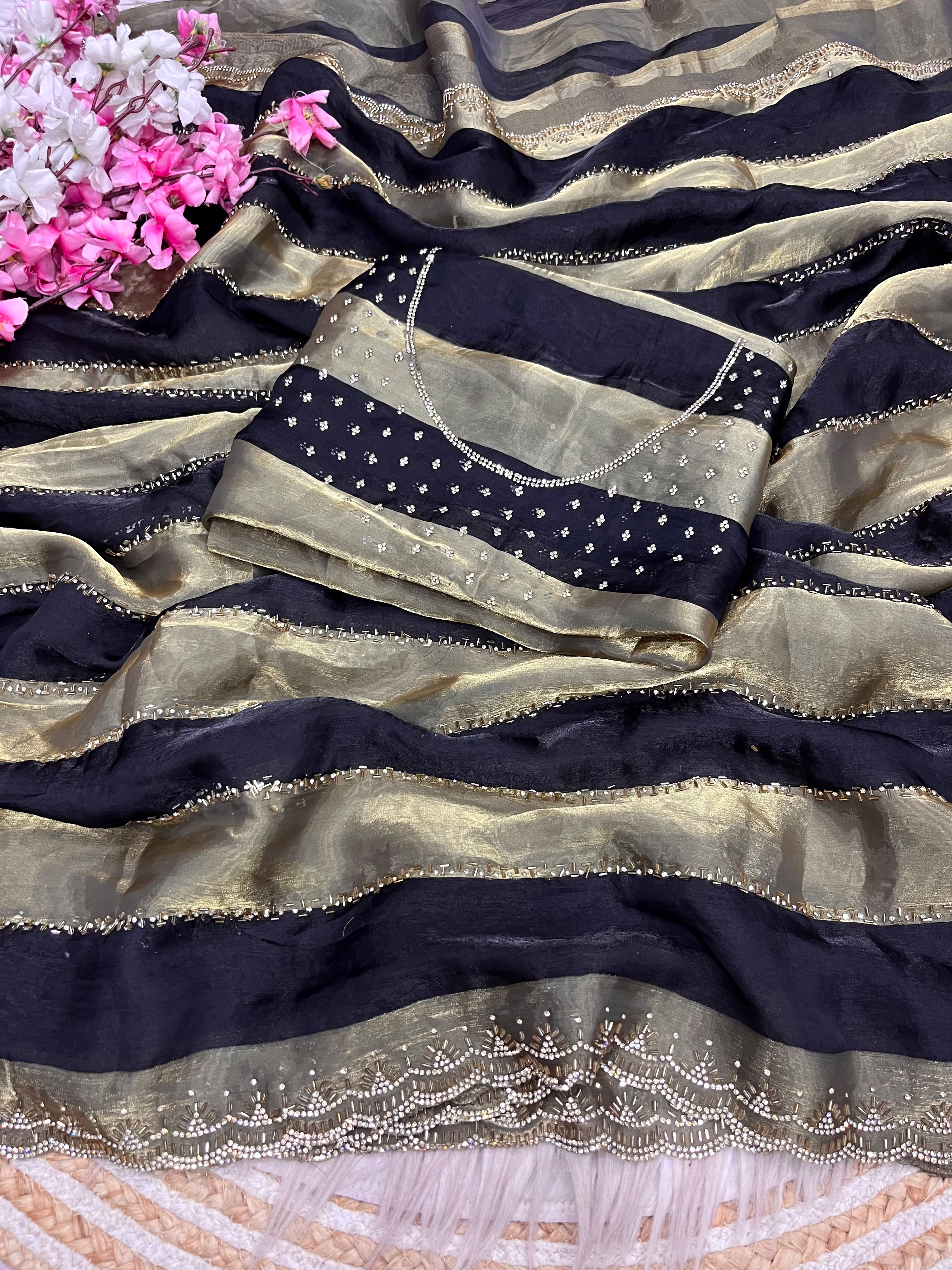 Space silk soft siroski diamond sarees