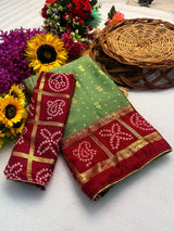 Moss Georgette Bandej Saree