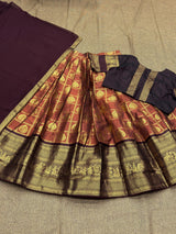 Rust orange and chocolate traditional fully stitched half saree