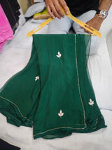 Soft chiffon saree leaf pattern
