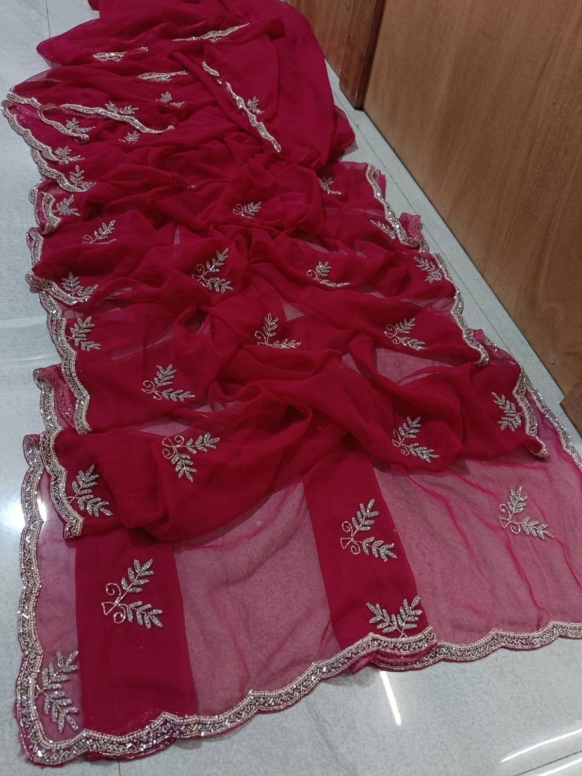 Pure royal georgette handwork saree