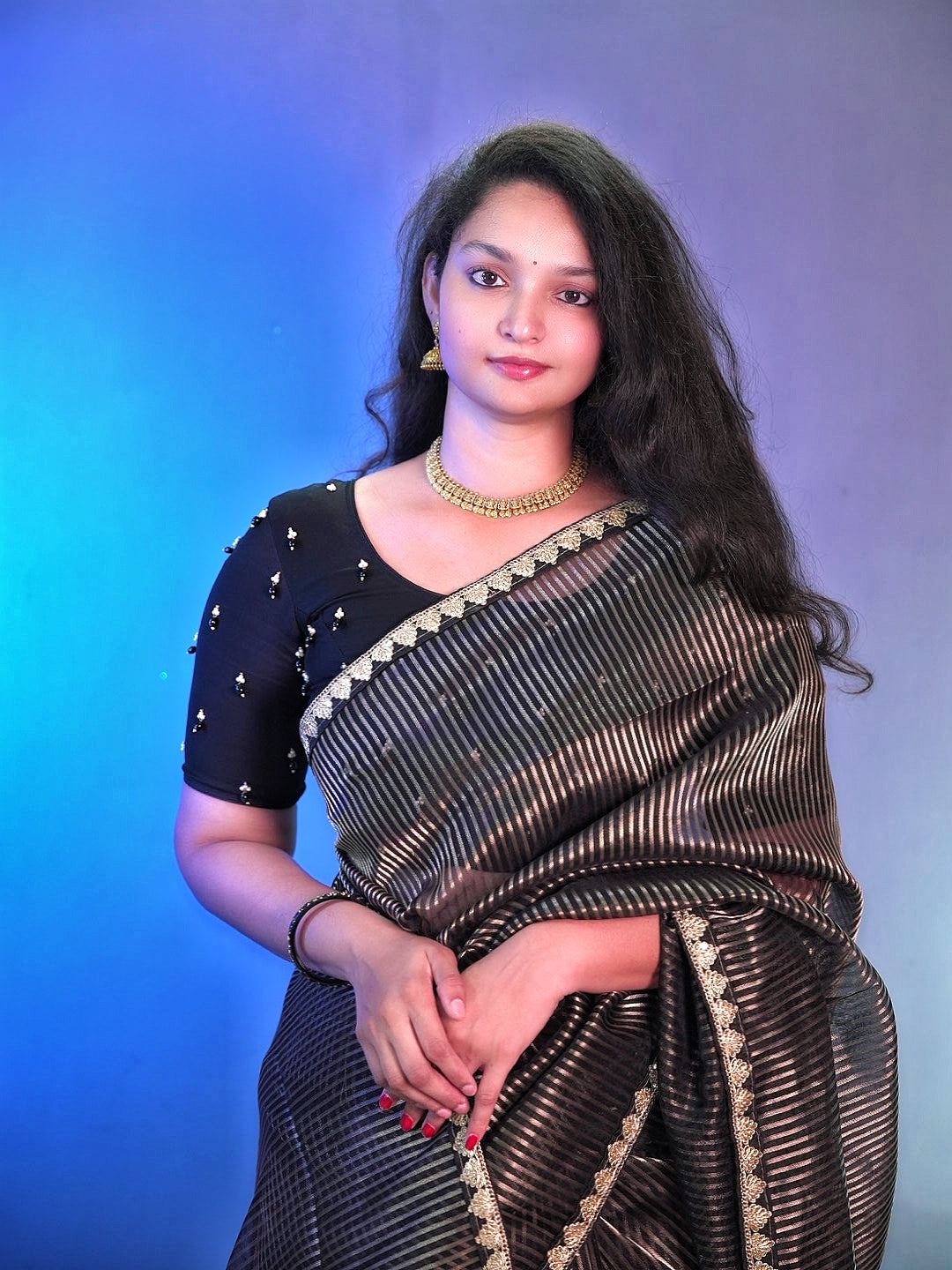 Trisha inspired soft oraganza saree