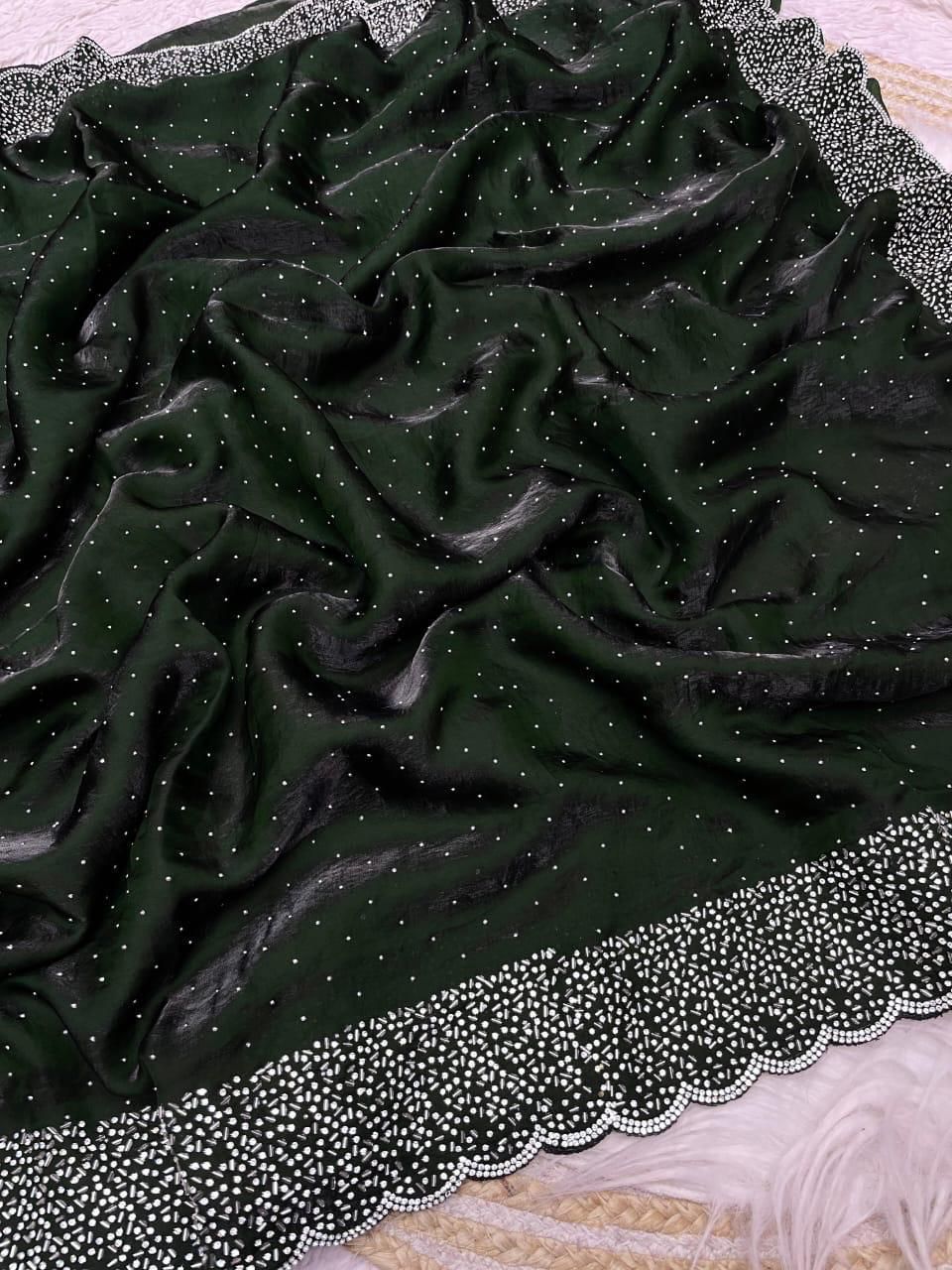 Space silk Diamond work saree