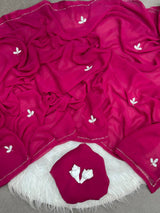 Soft chiffon saree leaf pattern