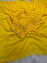 Pure georgette cutdhana handwork saree
