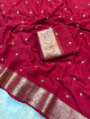 Pure chiffon saree with beads buttis
