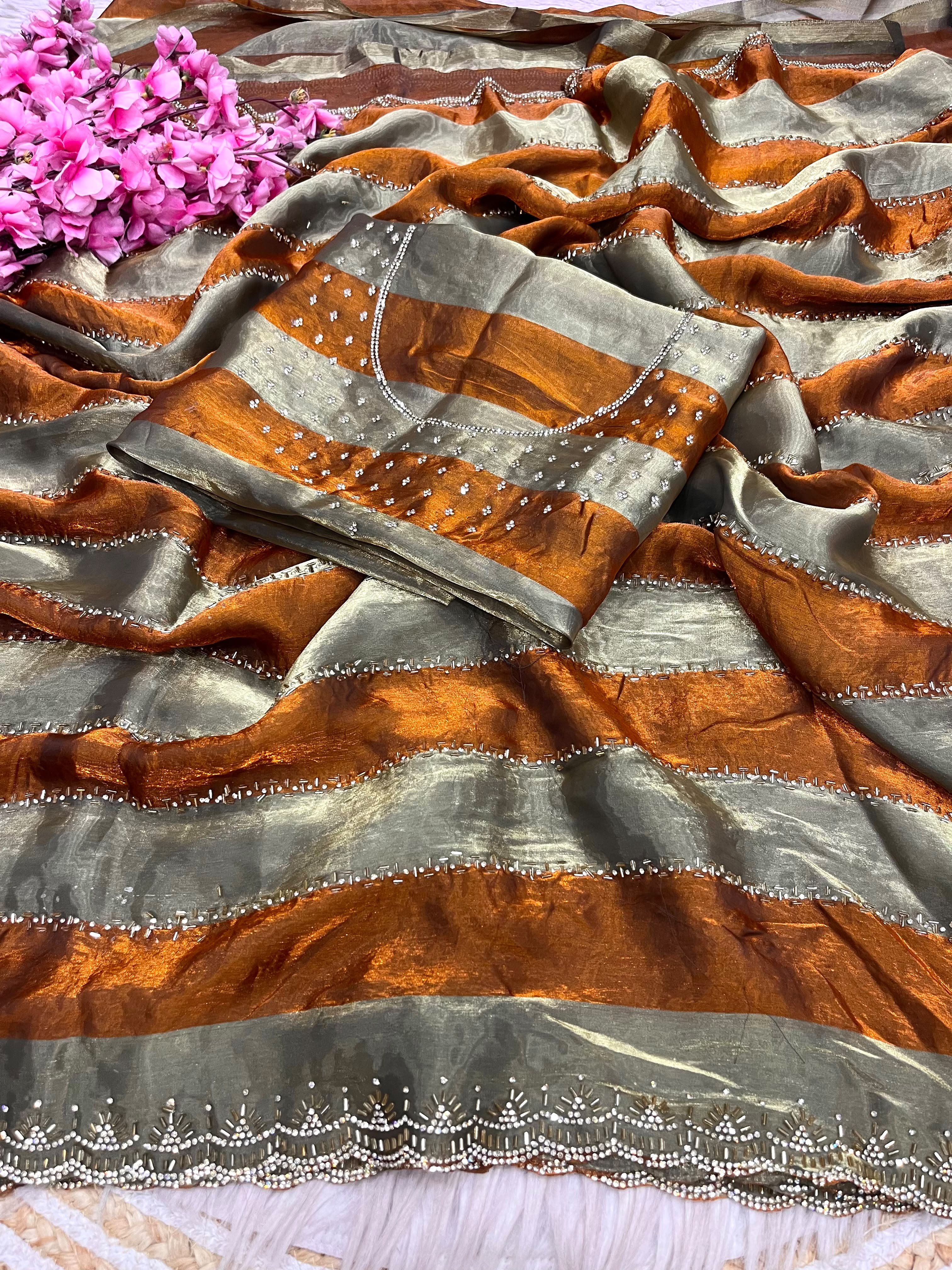Space silk soft siroski diamond sarees