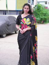 Ajrak gajji silk mirror work saree