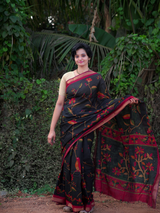 Maheswari Silk Kalamkari Parrot printed Saree