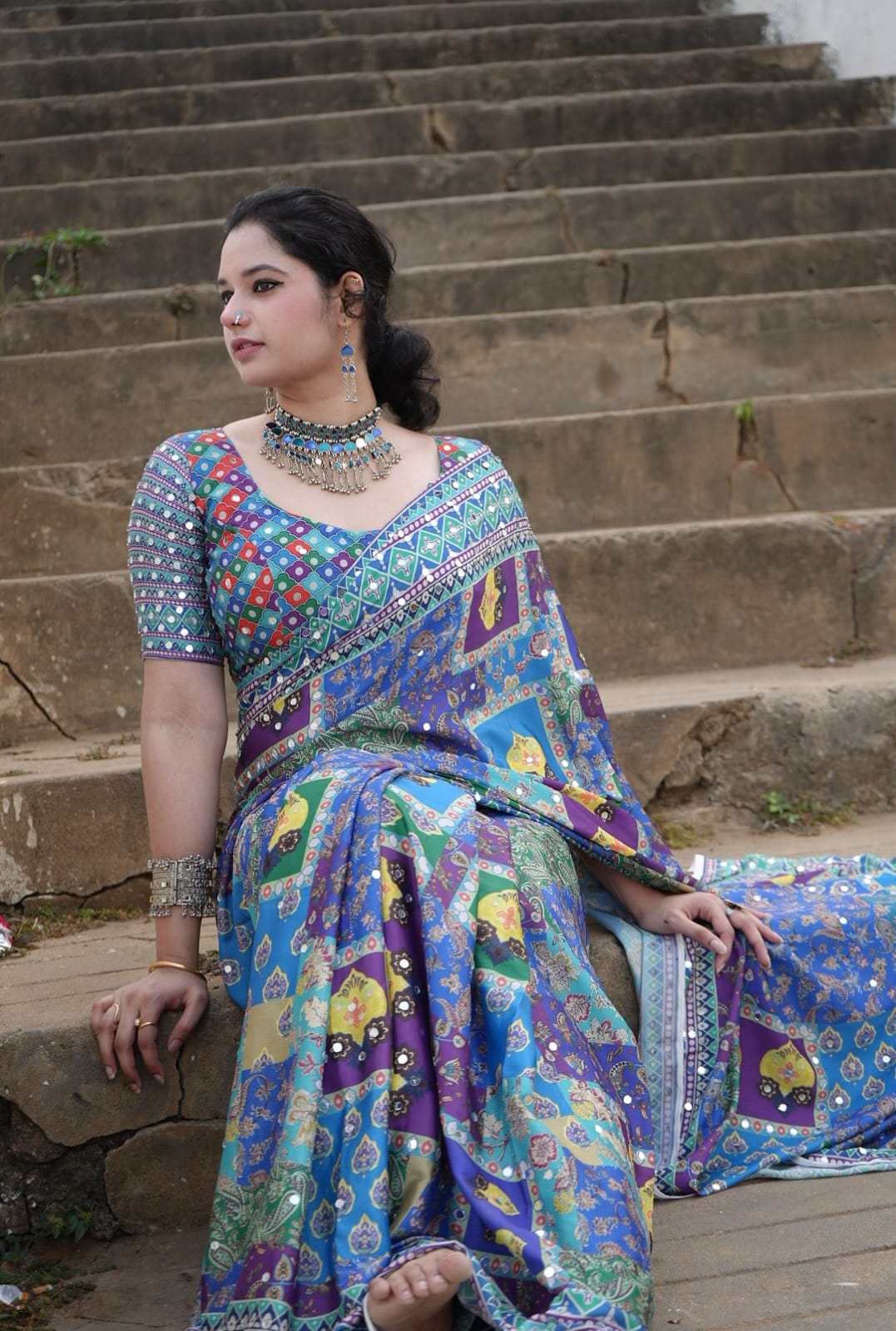 Premium Laya celeb inspired ajrak saree