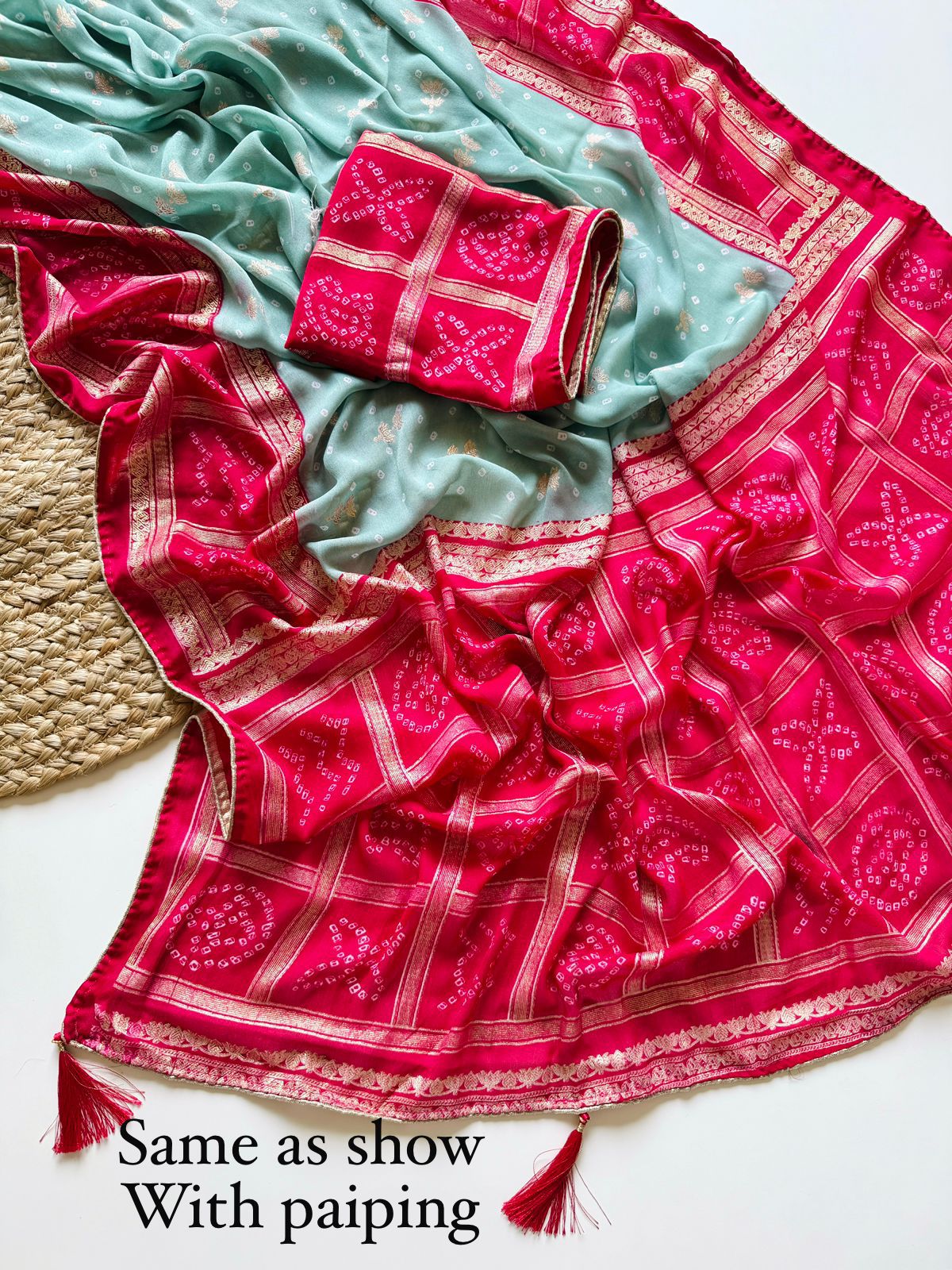 Moss Georgette Bandej Saree