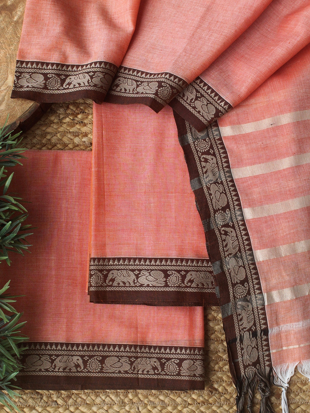 Narayanpeta Elephant Peacock Small boarder dress material
