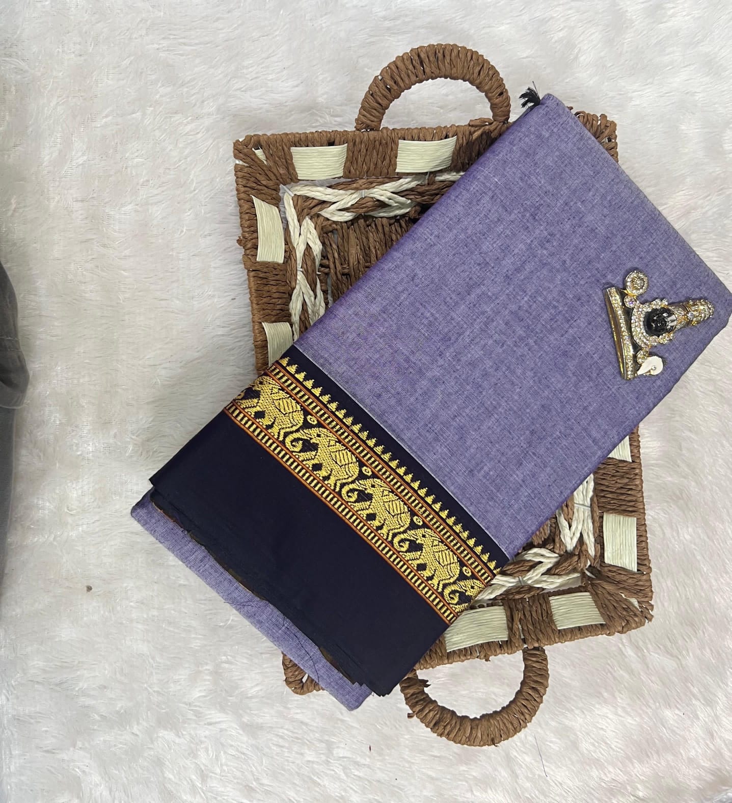 Narayanpeta Mercerised Cotton elephant gap boarder