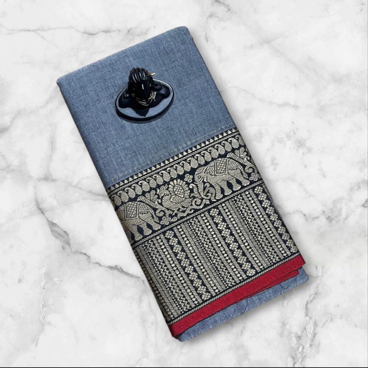 Narayanpeta Mercerised Cotton saree elephant boarder