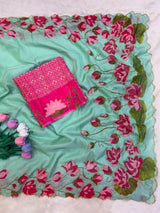 Partywear classy handwork katdana saree