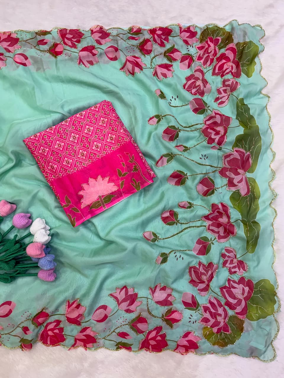 Partywear classy handwork katdana saree