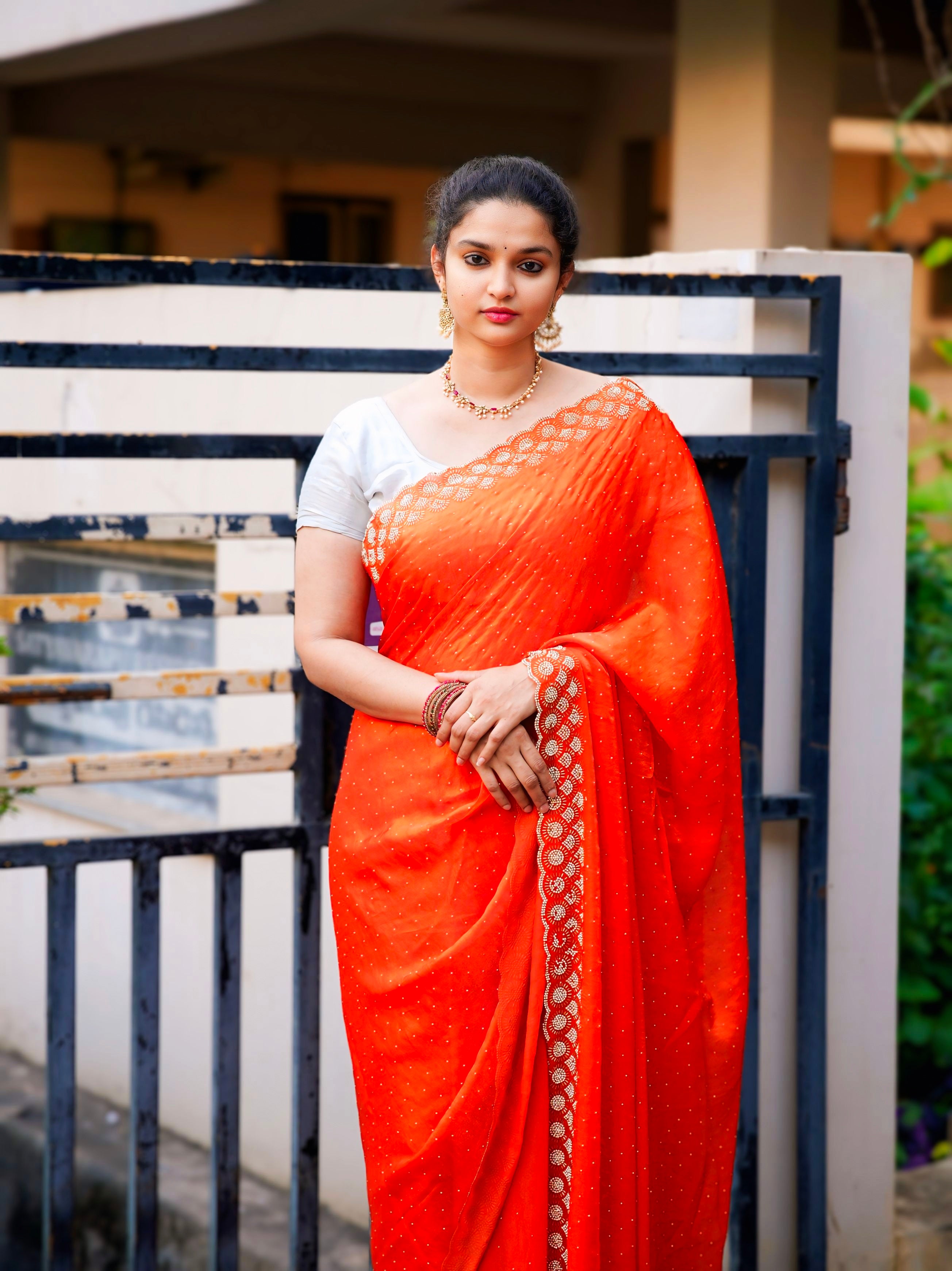 Space Silk diamond work saree