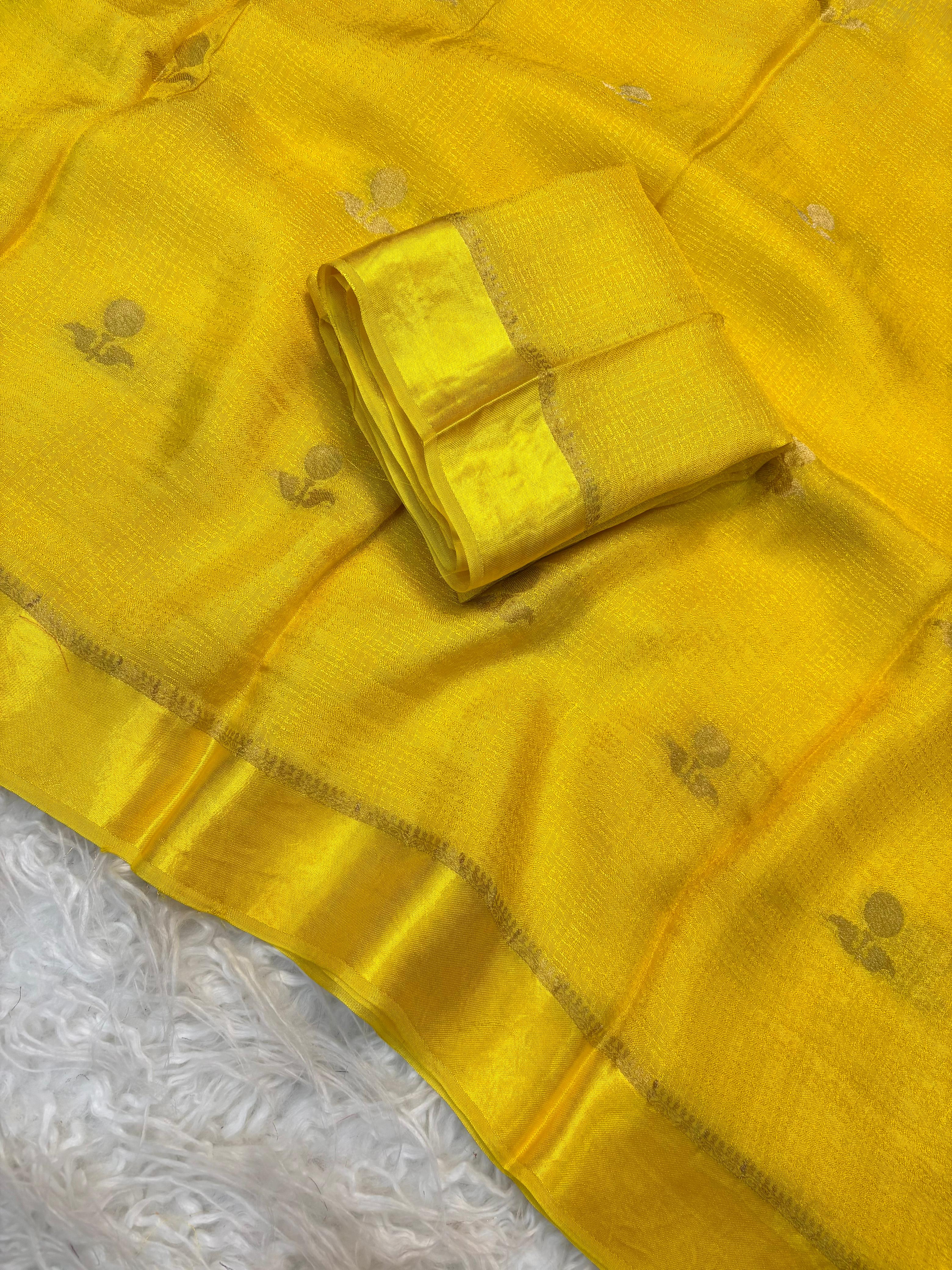 Jute silk viscose leaf pattern saree