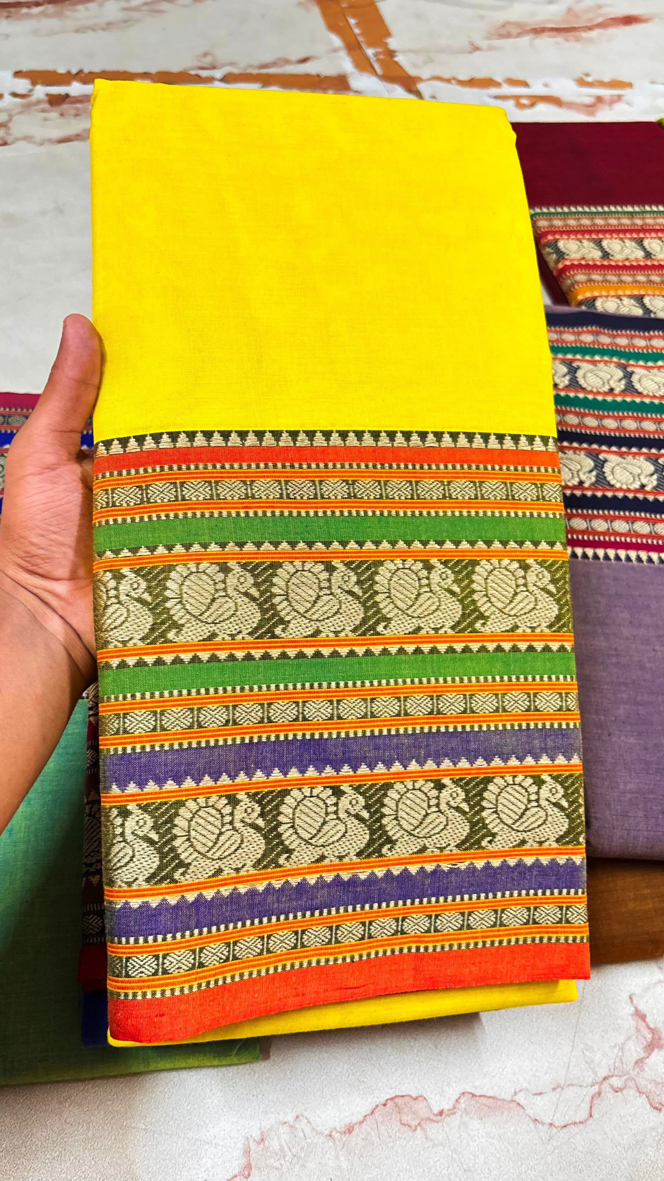 Narayanapeta Handloom cotton peacock Boarder saree