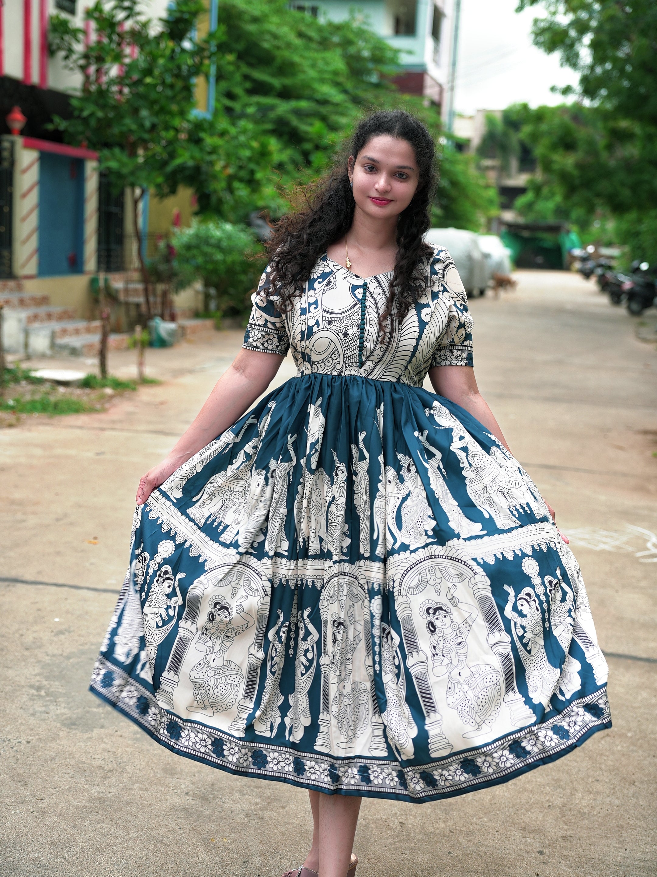 Muslin kalamkari frocks