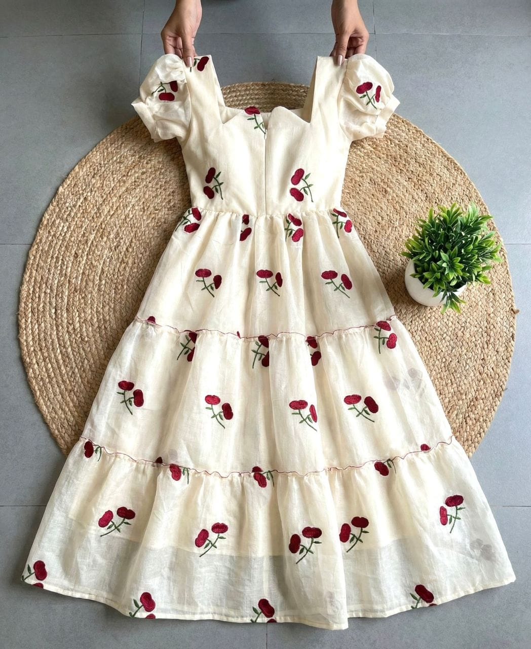 Mul Chanderi Embroidery Frock