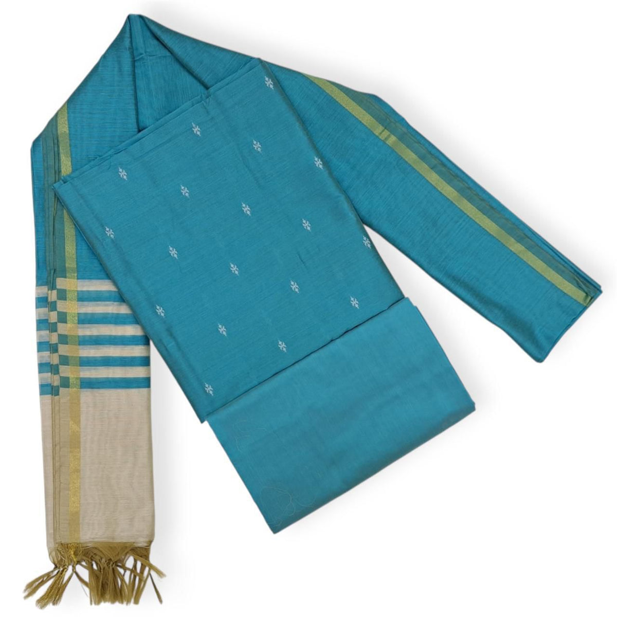 Raw silk dress material set