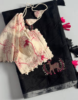 Premium Chanderi Silk Saree Fully Stitched blouse