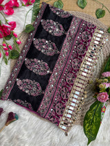 Ajrak mirror satin modal saree