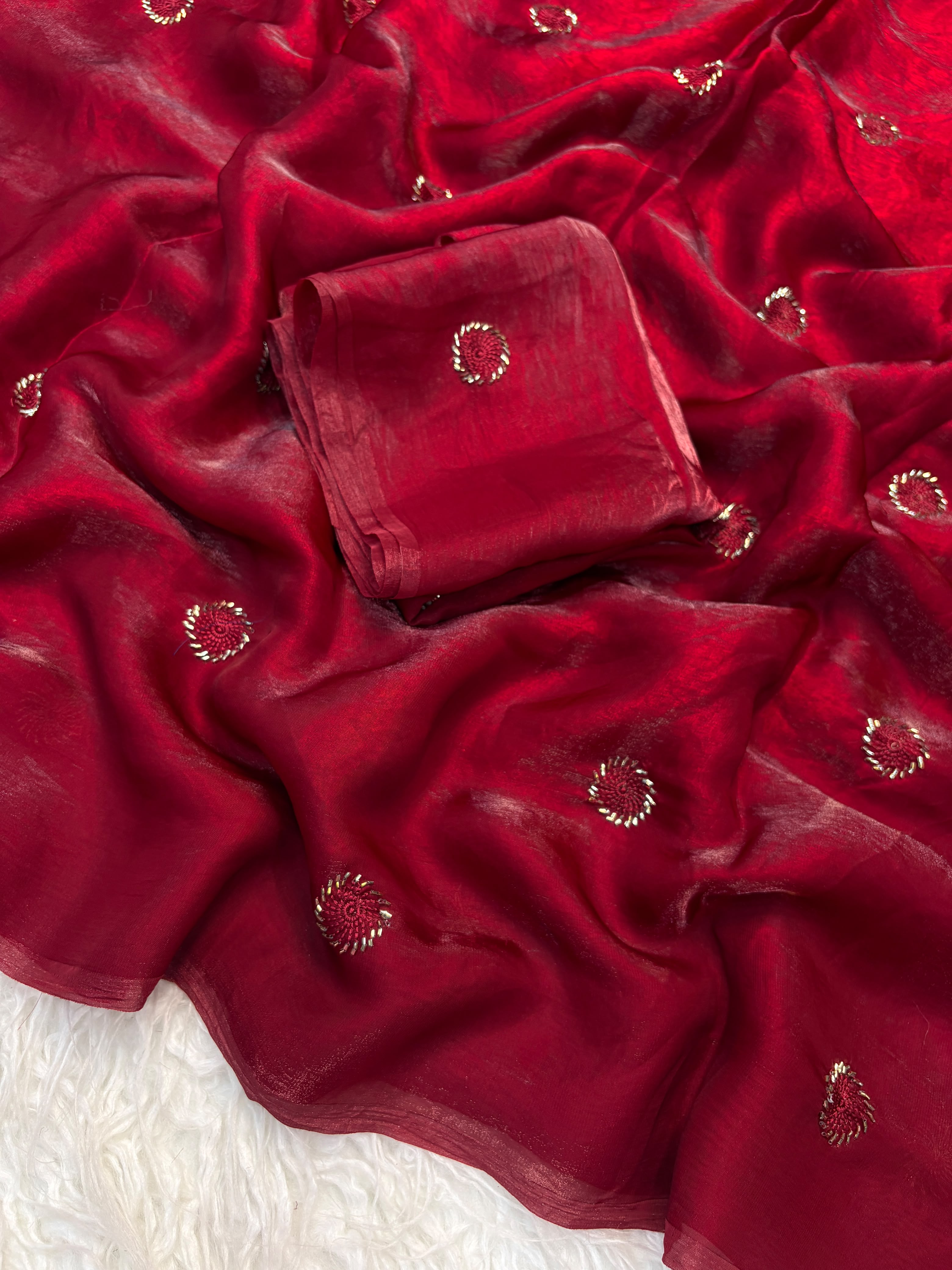 Space silk beads buttis saree