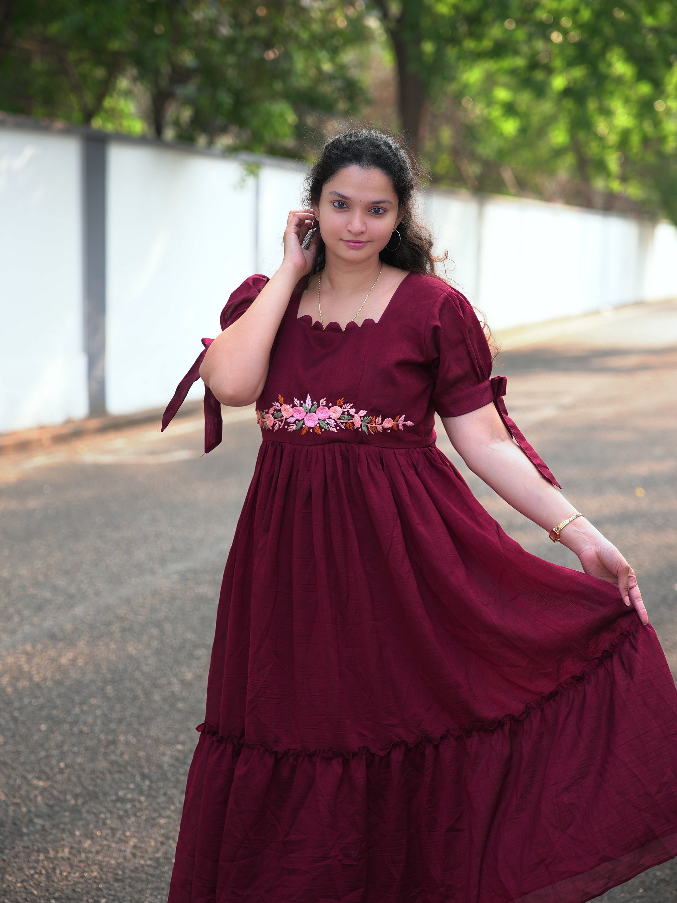 Lilly bullion knot vichitra silk frock