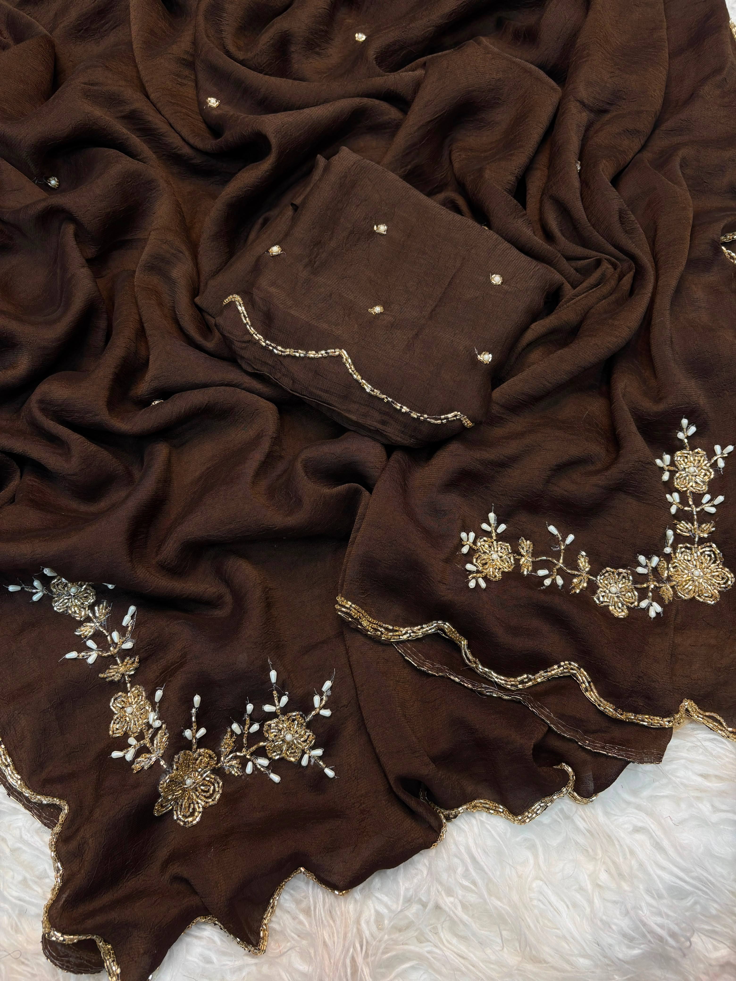 Rangoli crush pure handwork saree