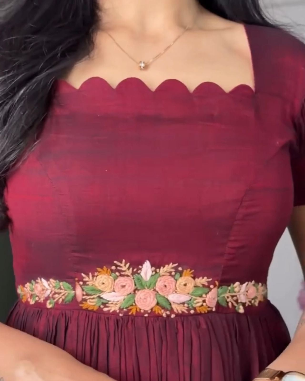 Lilly bullion knot vichitra silk frock