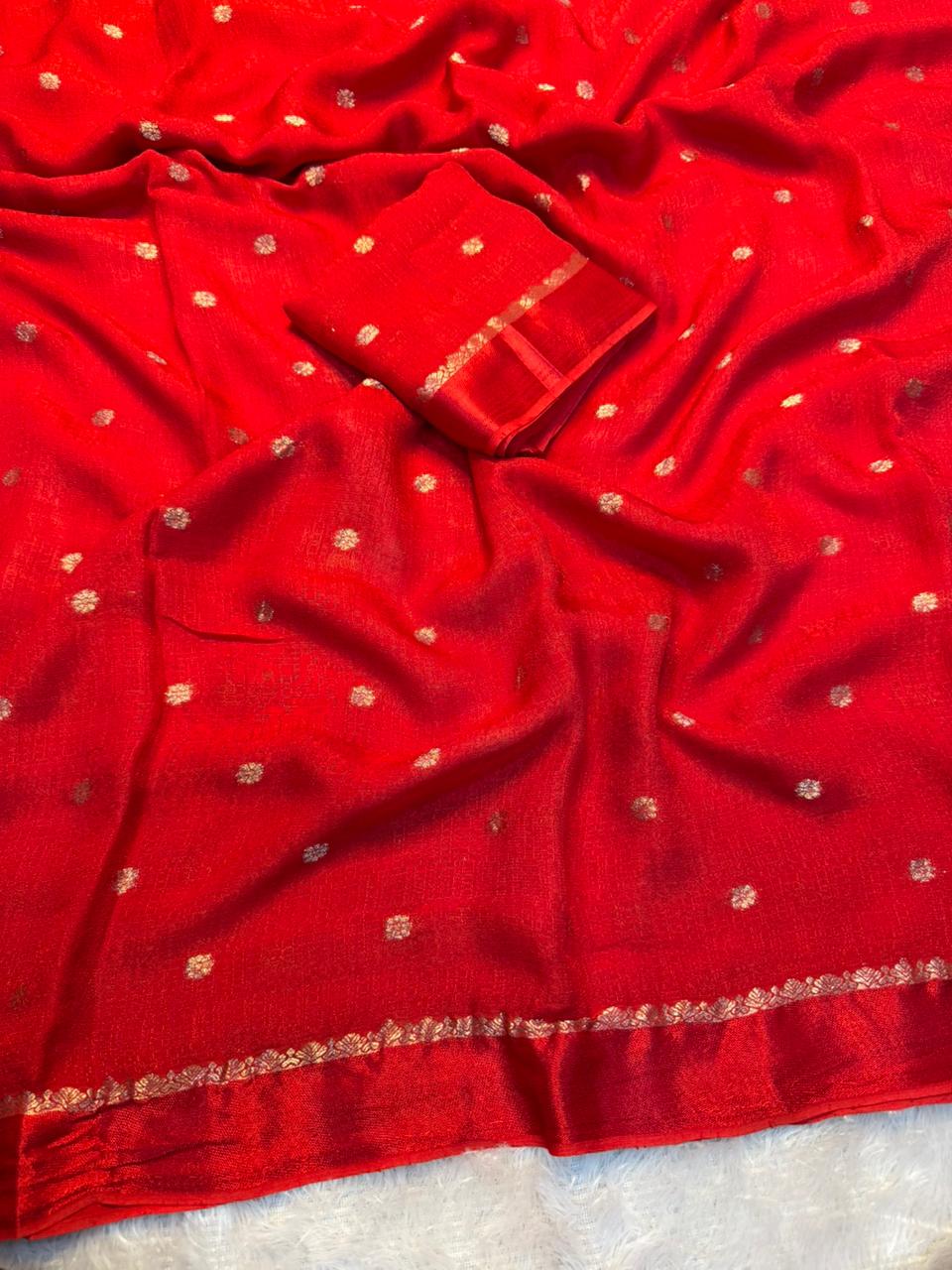 Jute silk viscose buttis saree