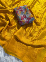 Space silk 3D applique saree