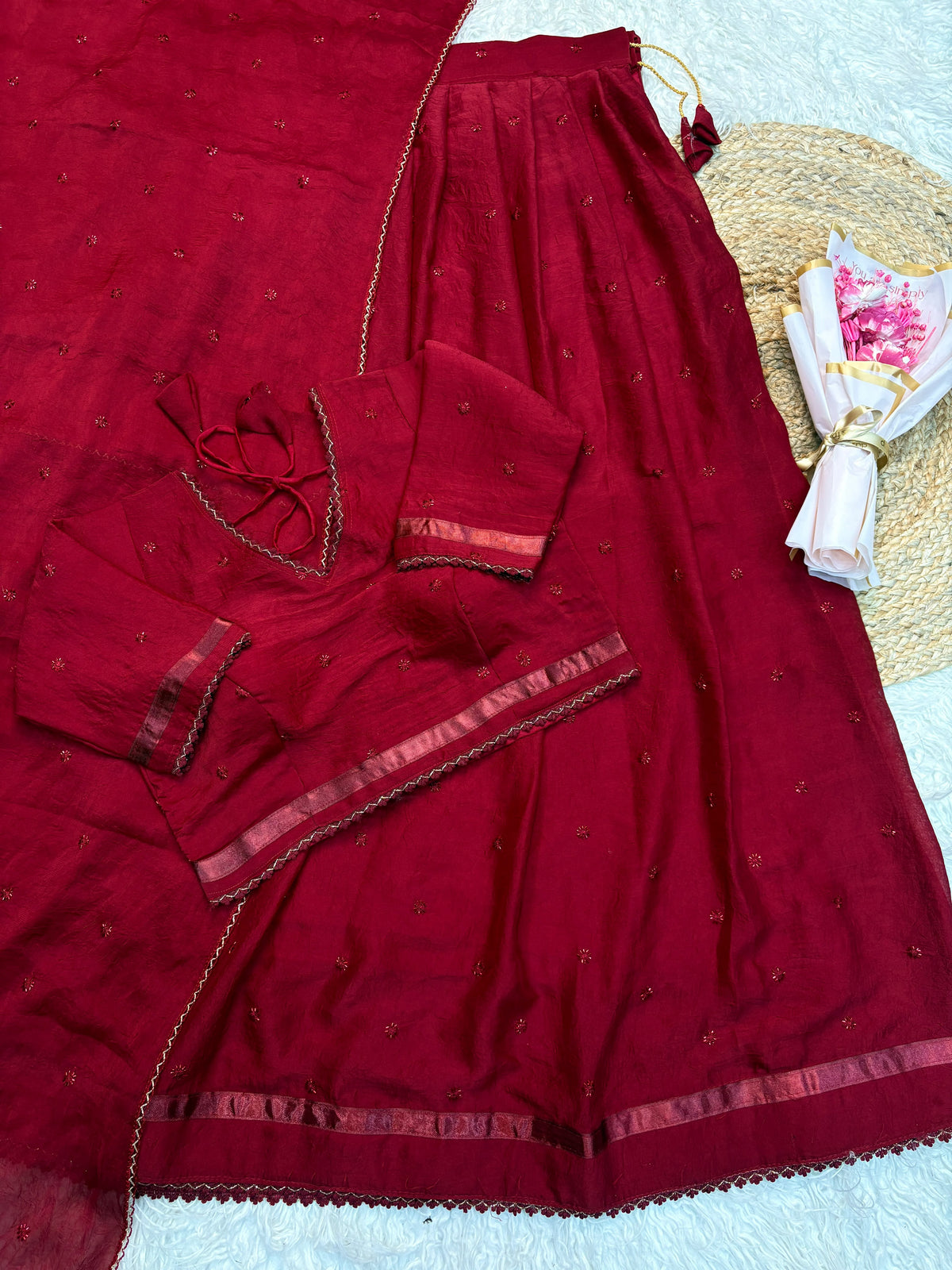 Fully stitched mocha premium quality lehanga/half saree
