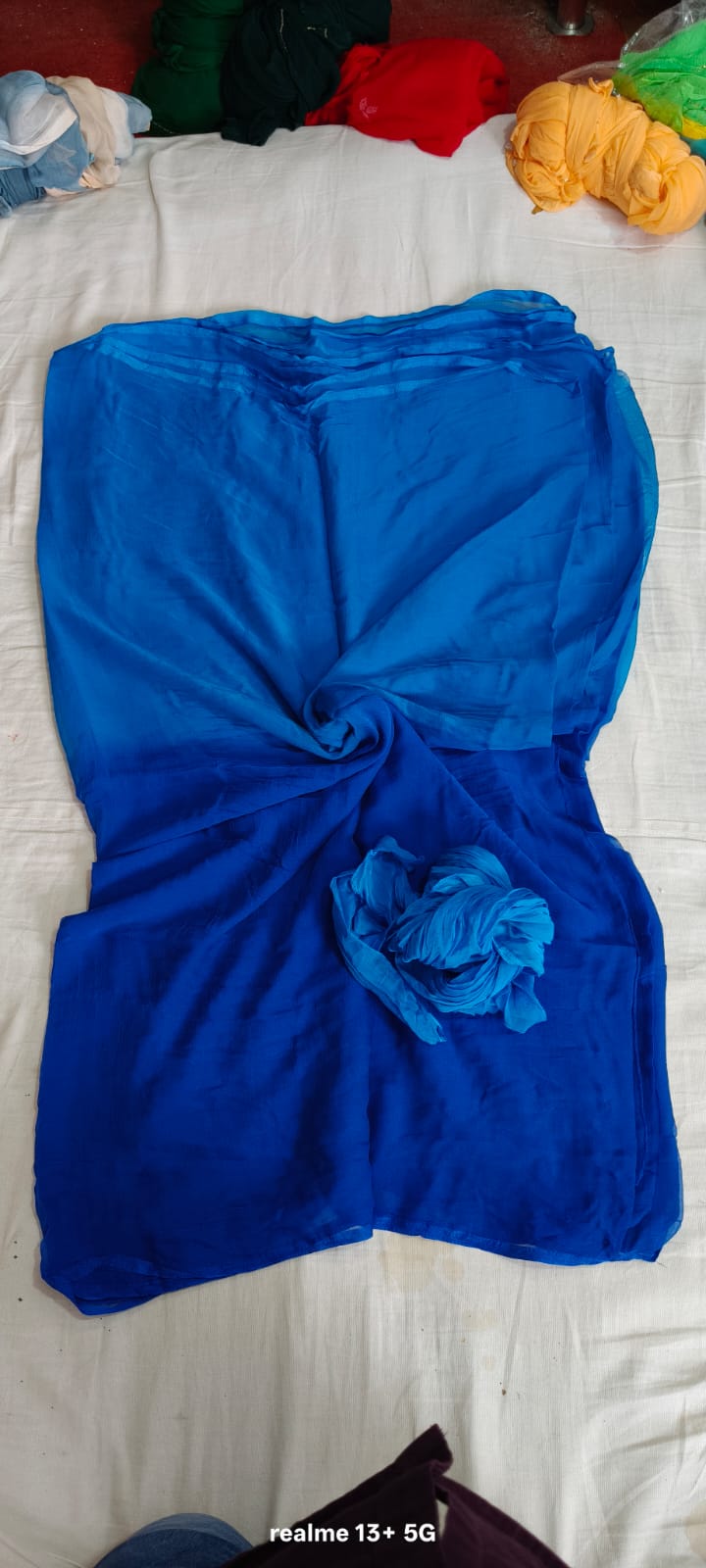 Chiffon multishaded saree