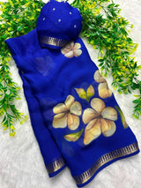 Soft marshmallow georgette floral saree