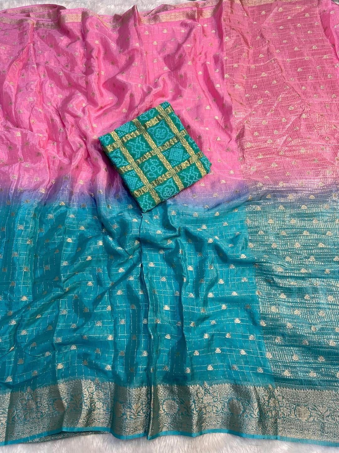 Pure Viscose Chinnon Saree with bandini Blouse