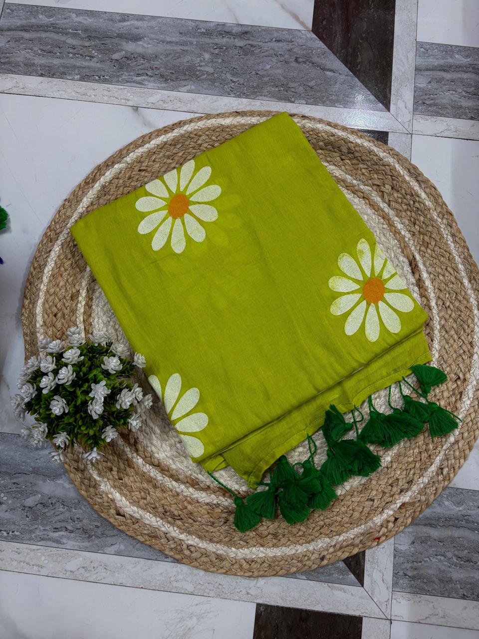 Pure Mul cotton sunflower 🌻 handpainted saree