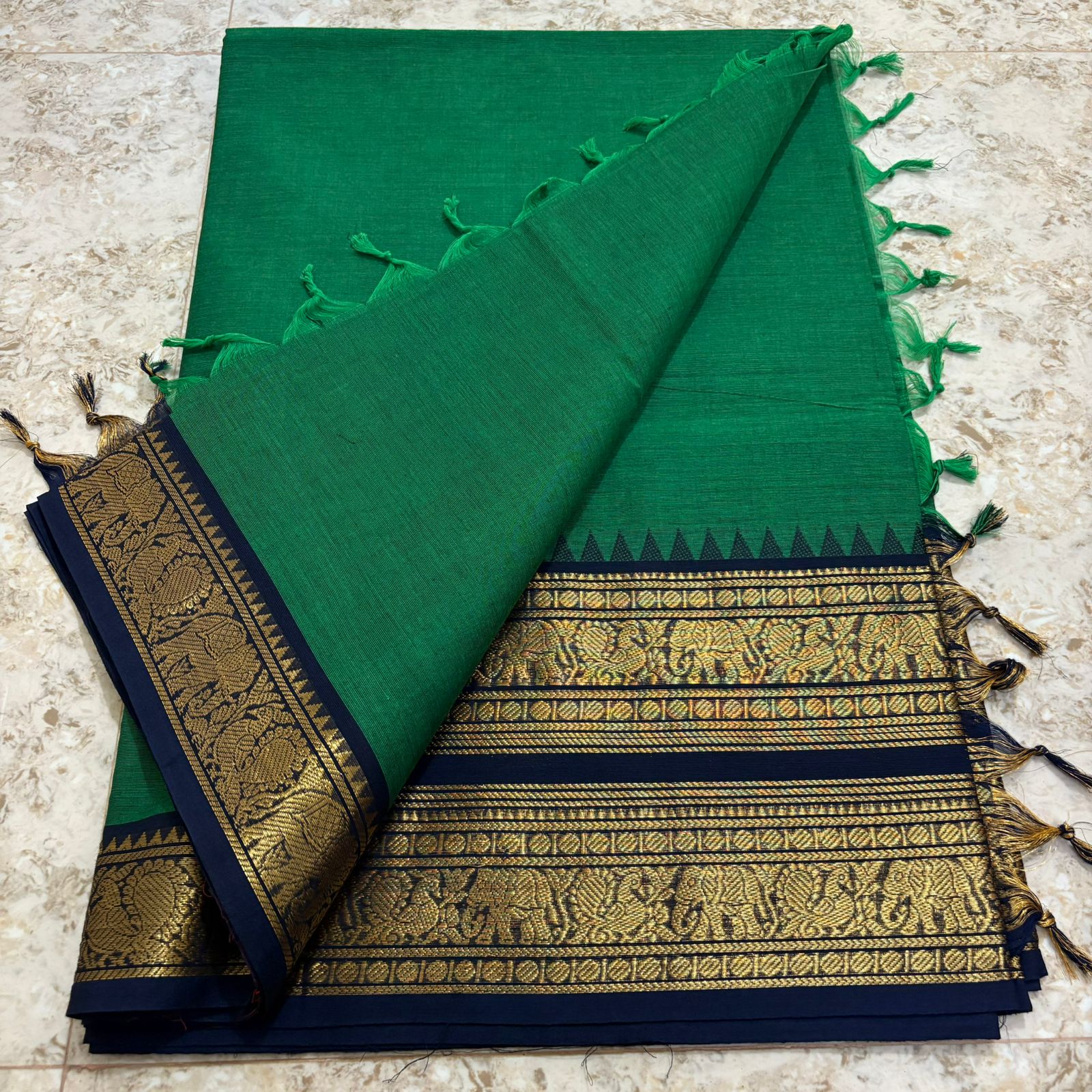 Chettinadu Pure Cotton kanchi zari Saree