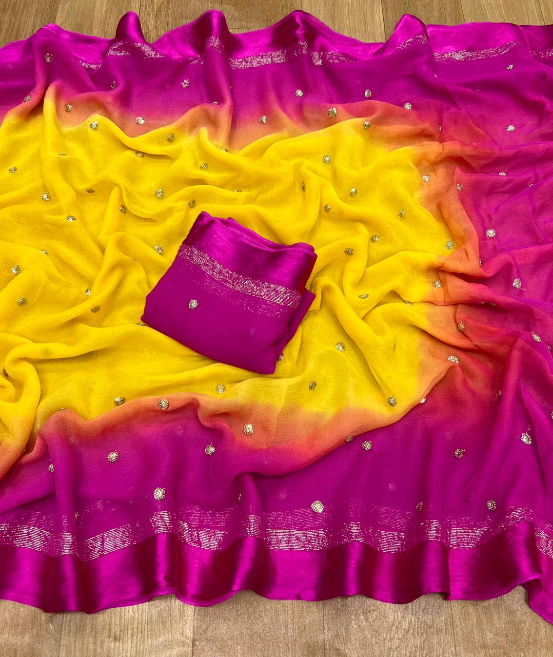 Viscose georgette Dual shade saree
