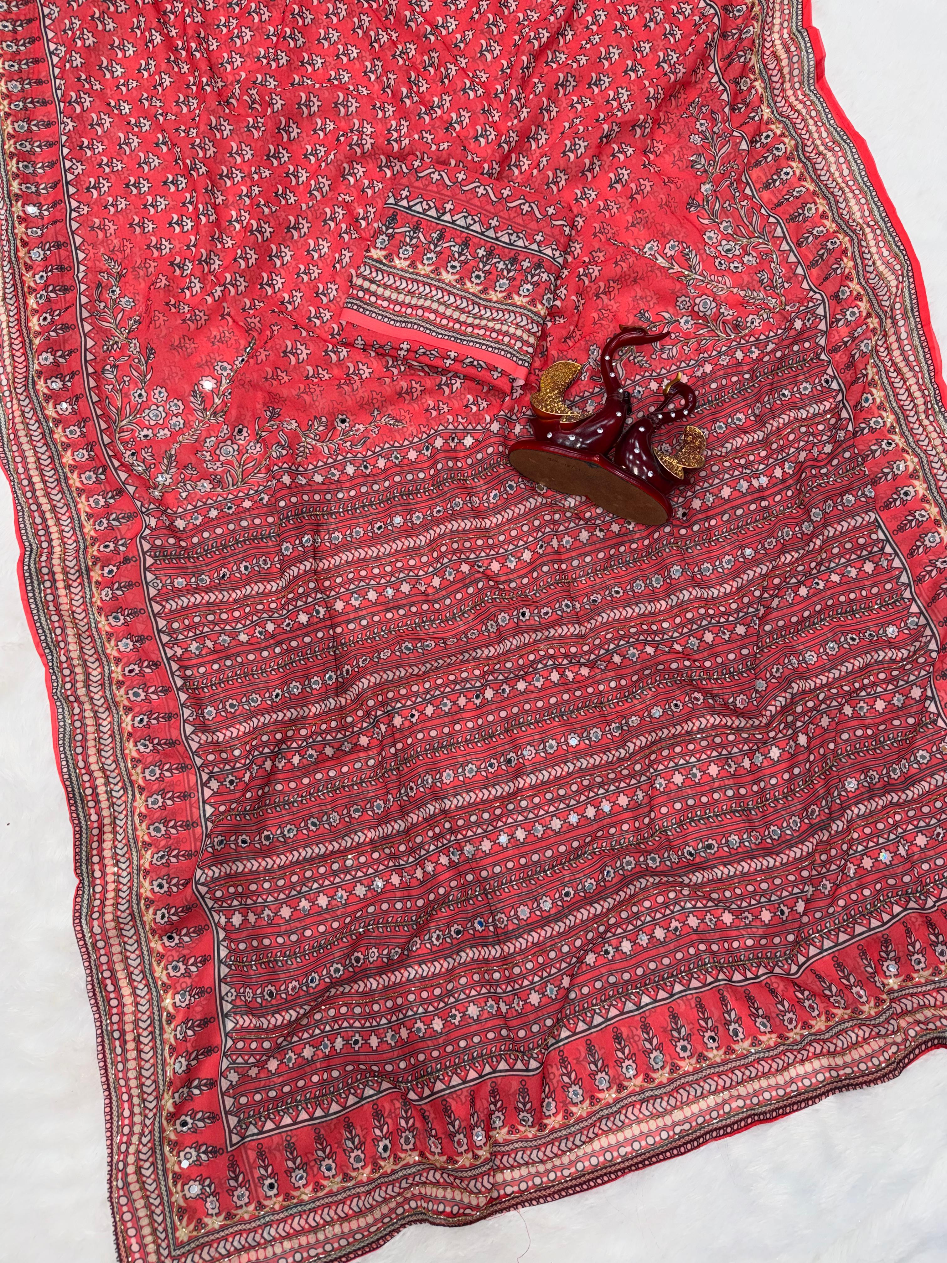 Kareena Kapoor inspired Premium georgette ajrak saree