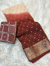 Pure Viscose Chinnon Saree with bandini Blouse