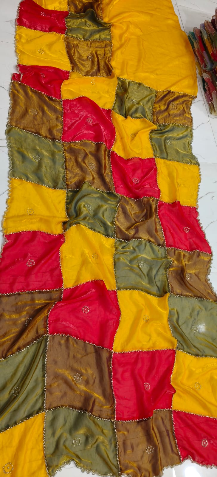 Luxe Designer Space silk Handwork multi colour saree