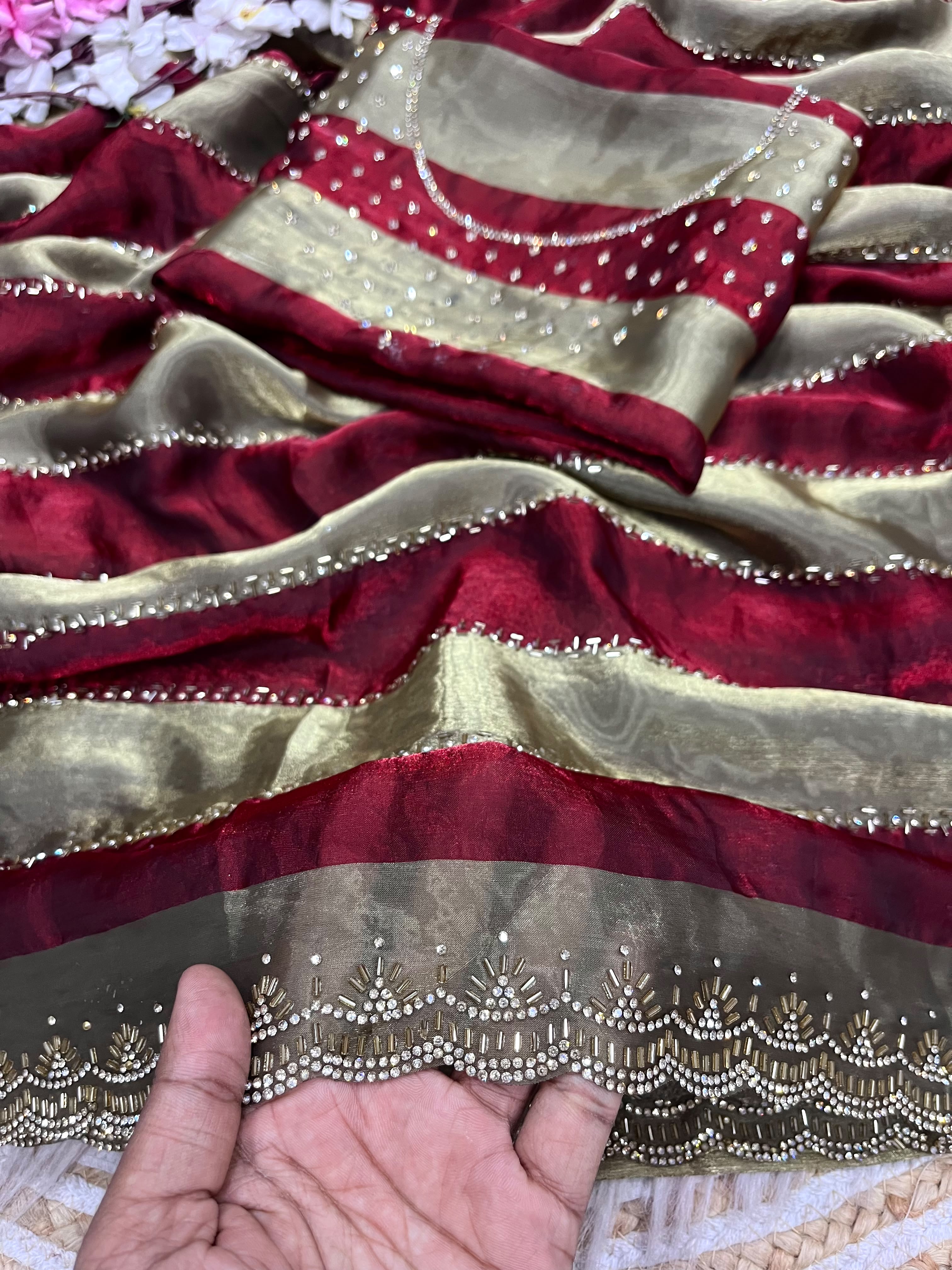Space silk soft siroski diamond sarees