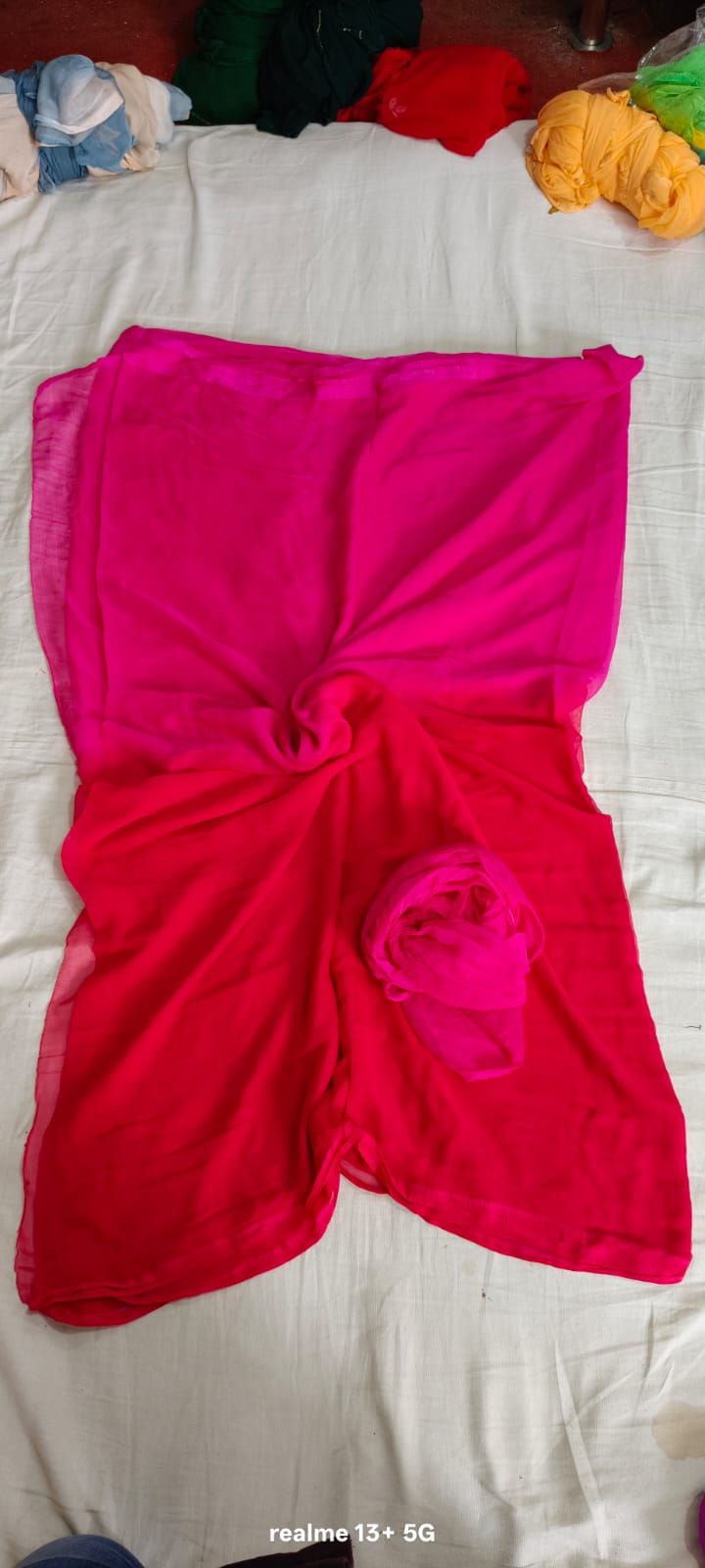 Chiffon multishaded saree