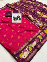 Rust Orange Mangalagiri Pichwai saree