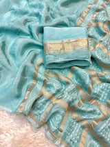 Premium Mysore silk saree with bandhej pallu and blouse